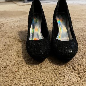 Black rhinestone heels